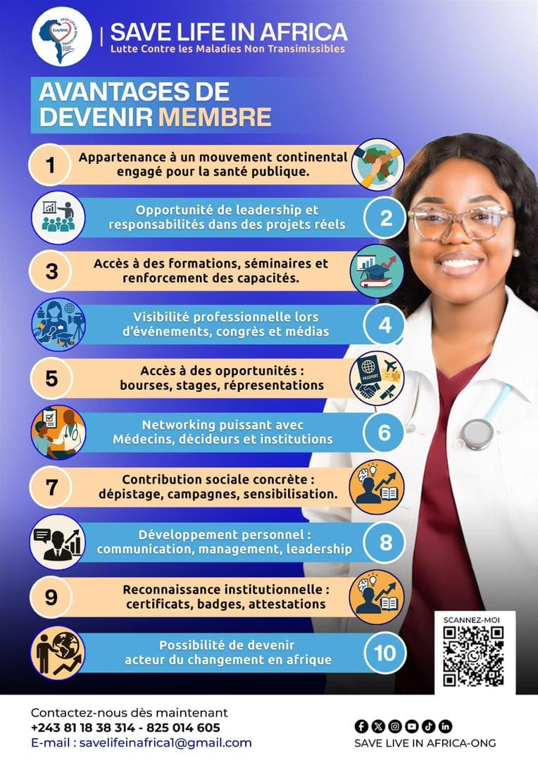 Avantages de devenir membre Save Life in Africa